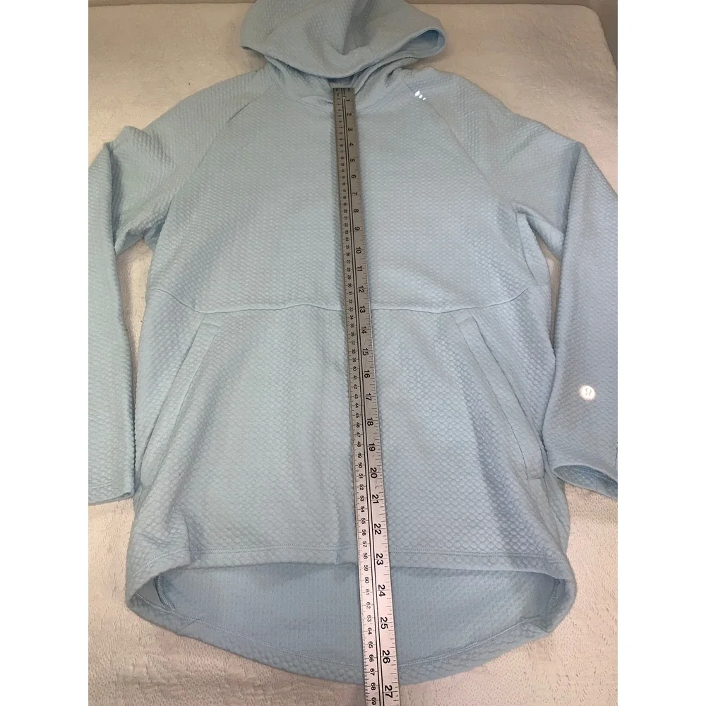 Lululemon Mens At Ease Hoodie Light Blue Textured Waffle Knit Pullover XS